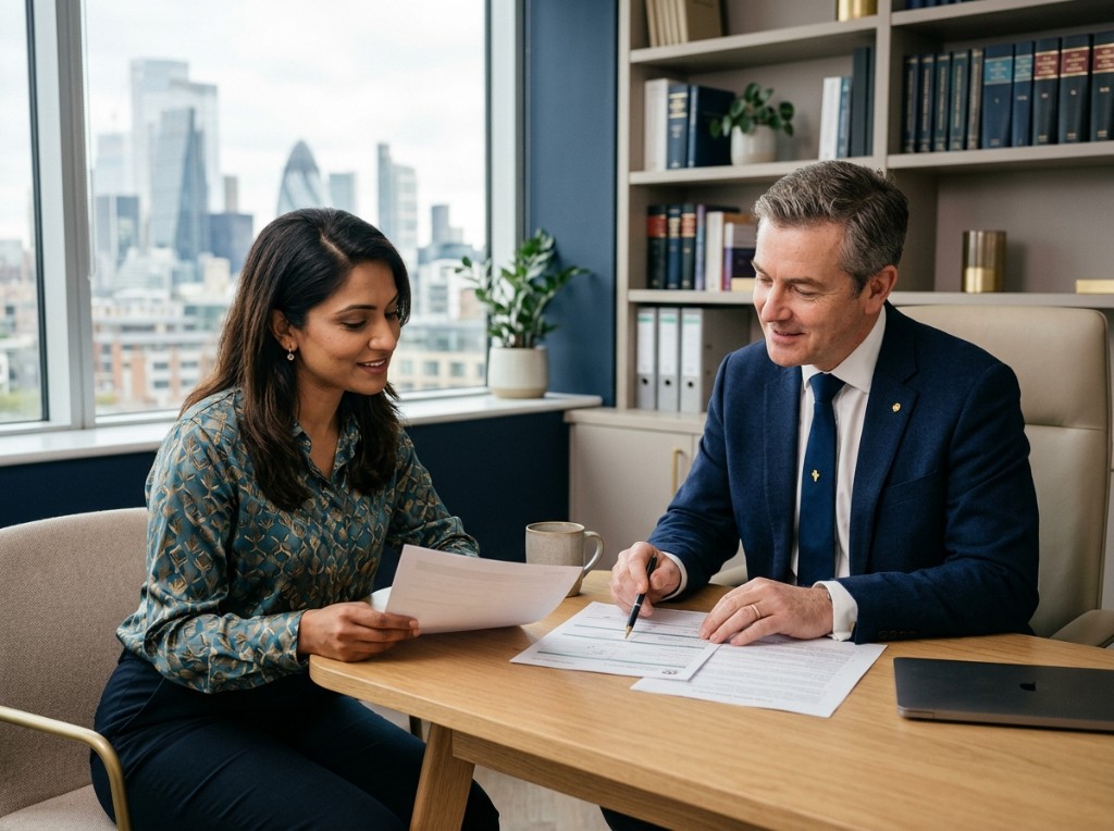 Abrahams Solicitors team reviewing a client's case together